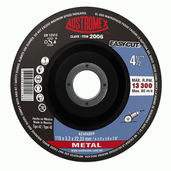 AUSTROMEX - 2006 - Disco con centro deprimido para corte de metal 4-1/2" x 1/8" x 7/8" easy-cut