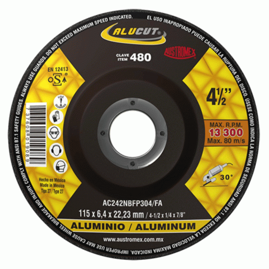 AUSTROMEX - 480 - Disco con centro deprimido para desbaste de aluminio 4-1/2"