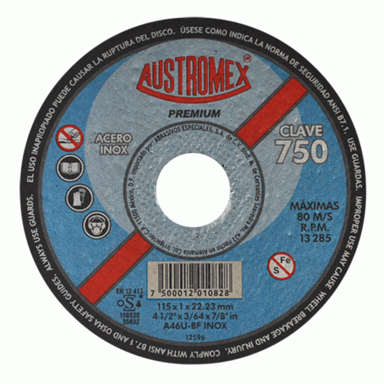 AUSTROMEX - 750 - Disco super preciso para corte de acero inoxidable