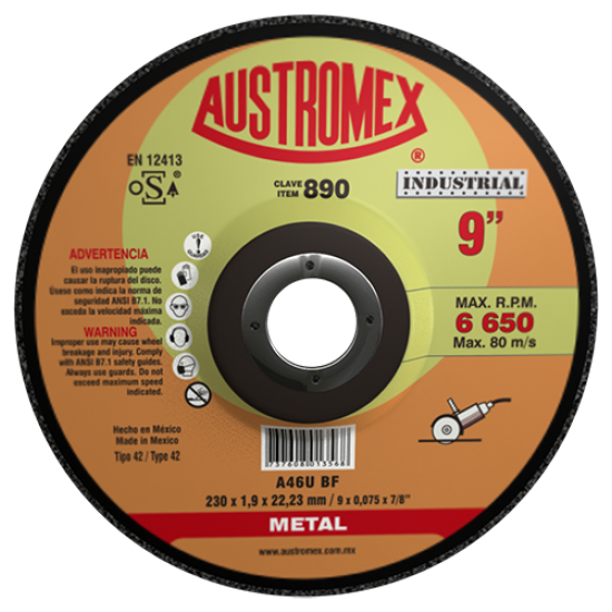 AUSTROMEX - 890 - Disco con centro deprimido para corte de metal