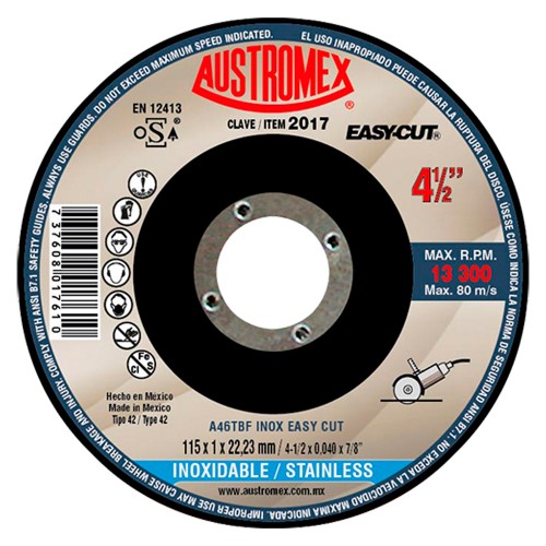 Austromex - 2017 - Disco de corte tipo 42 de 4-1/2 x0.040 x 7/8" easy cut