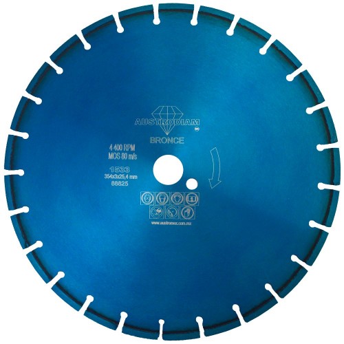 Disco de diamante de 350 x 3.0 x 25.4 mm para corte de materiales de construcción en general como concreto AUSTROMEX 1533