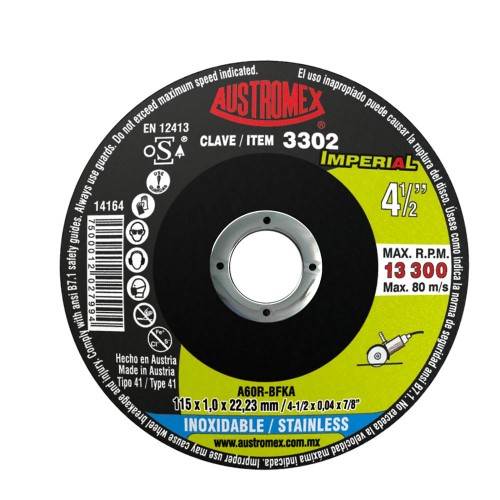 AUSTROMEX - 3302 - Disco corte super preciso ac. inox imper