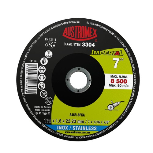 AUSTROMEX - 3304 - Disco corte /corte reg ac. inox imperial
