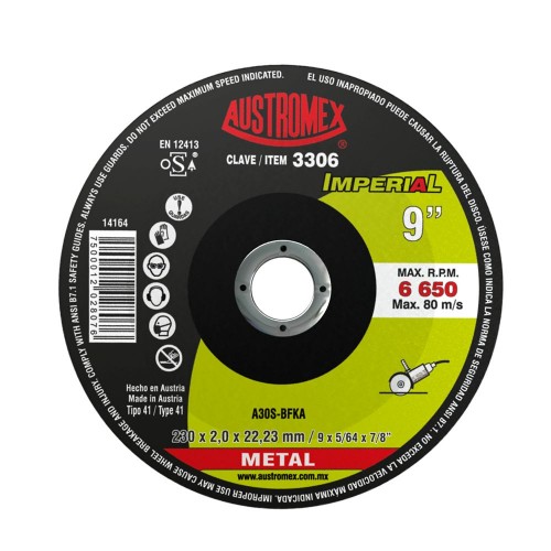 AUSTROMEX - 3306 - Disco corte / corte reg 9 x 5/64 x 7/8
