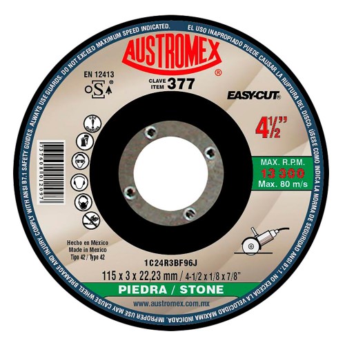 AUSTROMEX - 377 - Disco corte 4-1/2 x 1/8 x 7/8 piedra eas