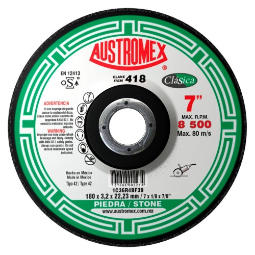 AUSTROMEX - 418 - Disco corte piedra 7 x 1/8 x 7/8 clasica