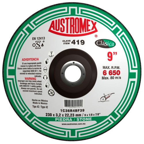 AUSTROMEX - 419 - Disco corte piedra 9 x 1/8 x 7/8 clasica