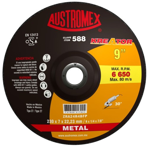 AUSTROMEX - 588 - Disco desbaste metal 9" x 1/4" x 7/8"