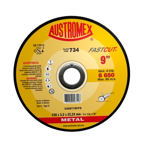 AUSTROMEX - 734 - Disco corte p/metal 9x1/8x7/8 fastcut