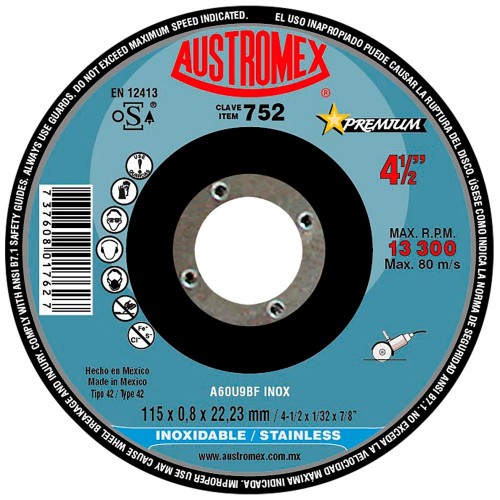 AUSTROMEX - 752 - Disco corte super preciso a.inox premium
