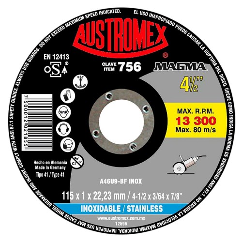 AUSTROMEX - 756 - Disco corte super preciso a. inox magma