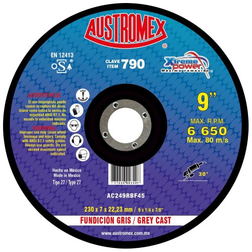 AUSTROMEX - 790 - Disco desbaste fundicion xtreme power