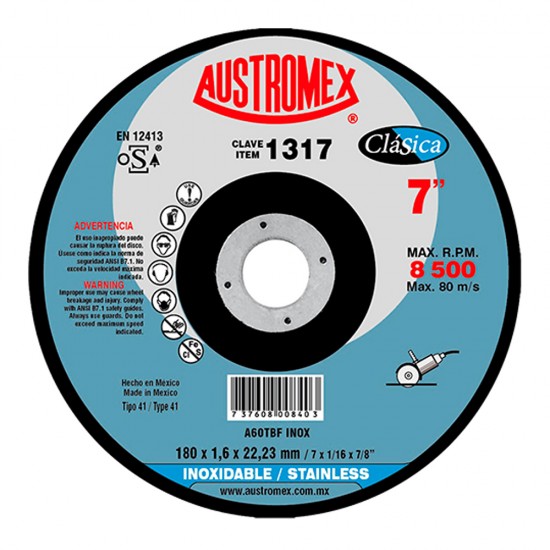 AUSTROMEX - 1317 - Disco para corte de metal 7" x 1/16" x 7/8"