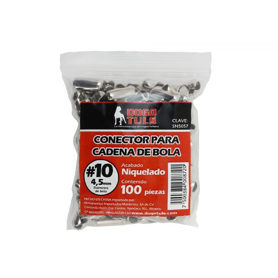 Conector Cadena Bola #10 4.5Niquel 100Pz, Dogotuls SH5057