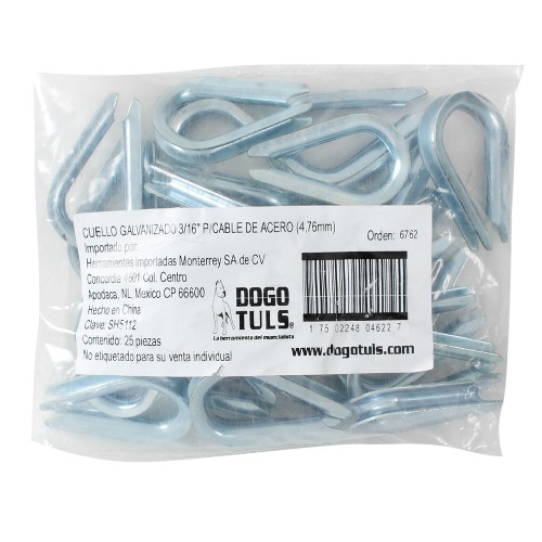 Cuello Galvanizado 3/16" P/Cable De Acer, Dogotuls SH5112