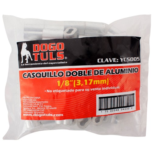 Casquillo Aluminio Doble 1/8", Dogotuls YC5005