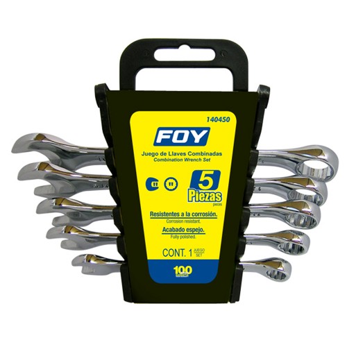 Foy - 140450 - Juego de 5 llaves combinadas pulido espe