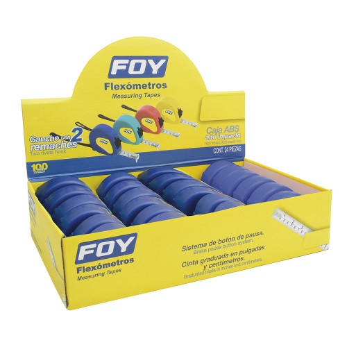 Foy - 142130 - Display de 12 flexómetros 5mx3/4"azules