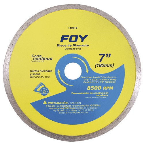 Foy - 143512 - Disco de diamante corte continuo 7"
