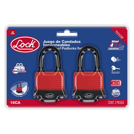 Lock - 18CA - Jgo de 2 candados impermeables largo 40mm