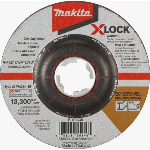 Makita - E-00430 - Disco para desbaste inoxidable 4-1/2" x 1/4" x-lock