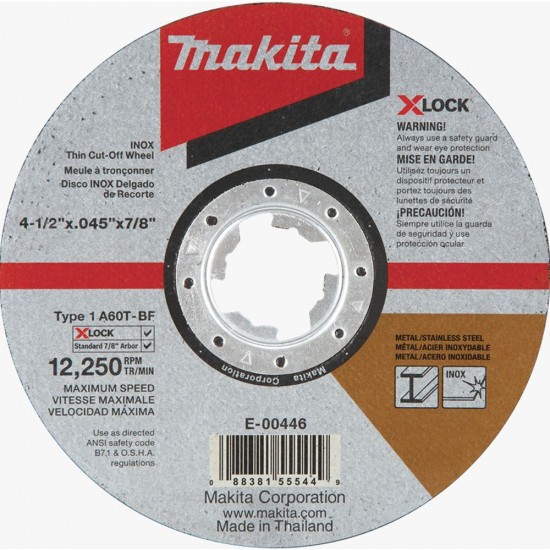 Makita - E-00446 - Disco para corte inoxidable 4-1/2" x 1.0 x 7/8" x-lock