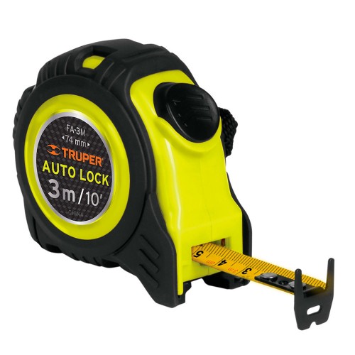 Flexómetro Auto-Lock contra impactos 3 m cinta 16 mm, Truper 10746