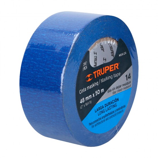 Cinta masking tape azul de 2' x 50 m para pintor, Truper 12624