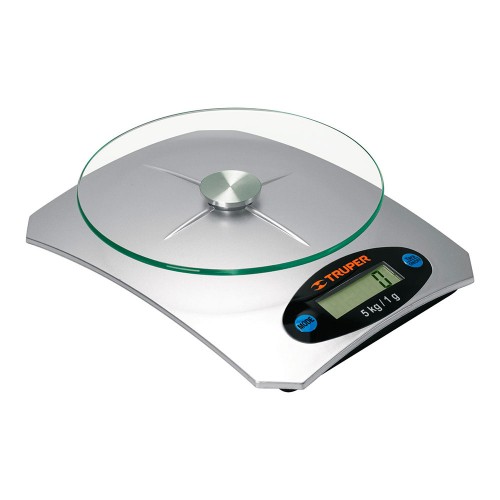 Báscula digital para cocina plato de vidrio, 5 kg, Truper 15160