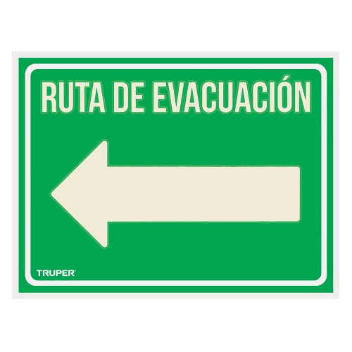 Letrero de señalización 'RUTA EVACUACIÓN IZQUIERDA',21x28 cm 18369