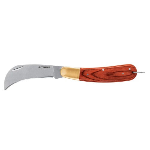 Cuchillo abatible 8' para electricista mango madera, Truper 18539