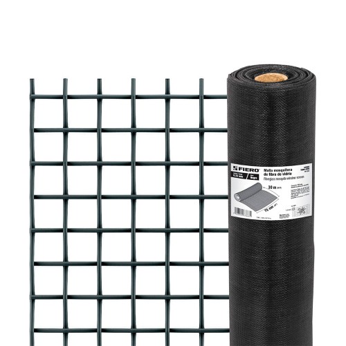 Rollo de 30 m x 0.75m malla mosquitera fibra de vidrio negra 44993