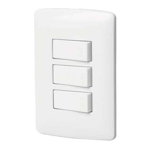 Placa armada 3 interruptores sencillos,blanco,línea Italiana 46463