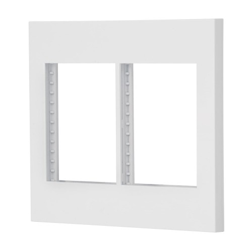 Placa 2 ventanas, 6 módulos, línea Española, color blanco 47065