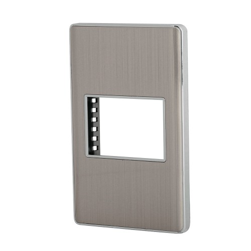 Placa de acero inox con 1 ventana 1.5 módulos, línea Lisboa 47818