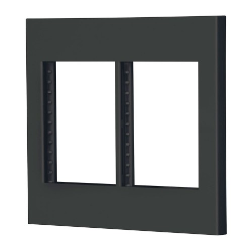 Placa 2 ventanas, 6 módulos, línea Española, color negro 47999