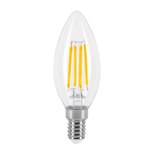 Lámpara LED tipo vela 4 W con filamento base E14 luz cálida 48254