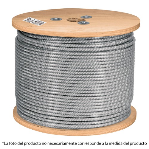 Metro de cable rígido 3/32' acero 7x7 recubierto PVC, 300 m 48805