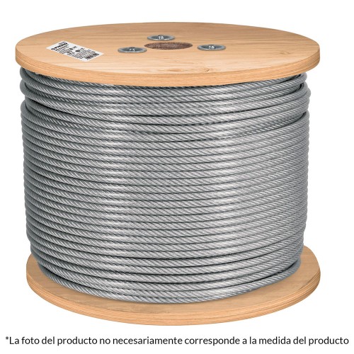 Metro cable flexible 1/8' acero 7x19 recubierto PVC, 300 m 48810