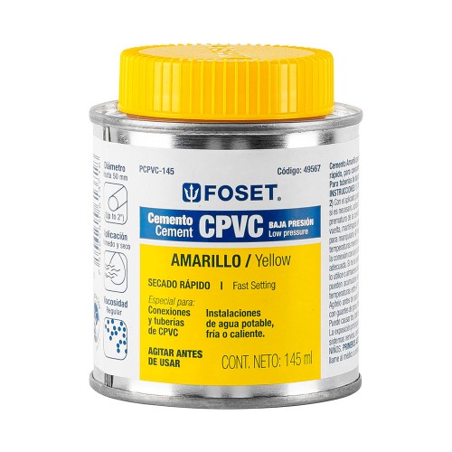 Cemento para CPVC en bote de 145 ml, baja presión, Foset 49567