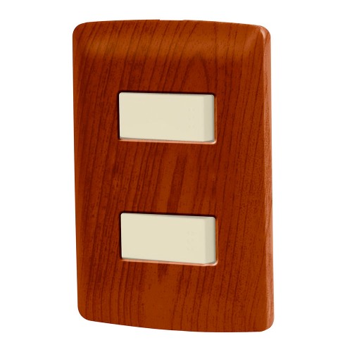 Placa armada 2 interruptores sencillos,madera,línea Italiana 49925