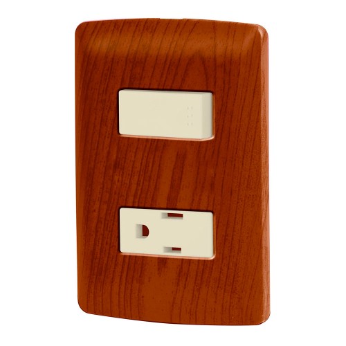 Placa armada contacto e interruptor, madera, línea Italiana 49935