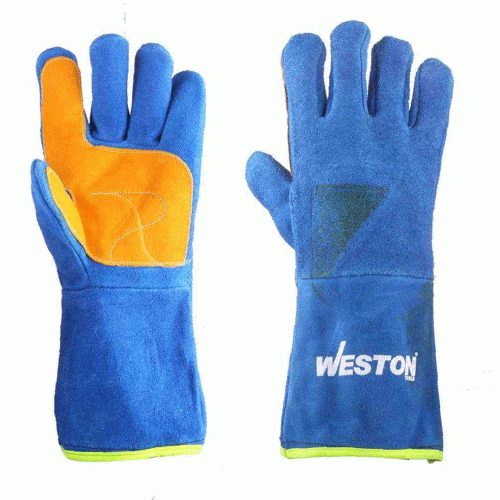 Weston - ST-6-500-305-01 - Guante soldador azul c/ refuerzo de piel en palma, hilo kevlar