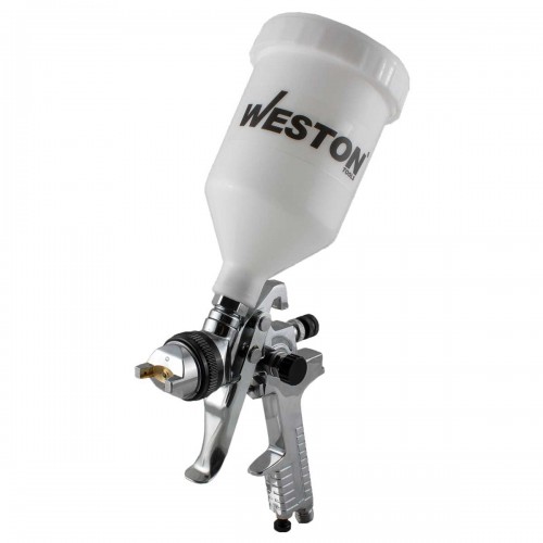Weston - W-70220 - Pistola para pintar de gravedad hvlp vaso plastico 600ml psi max 70 con kit lipmieza y 3 boquillas 