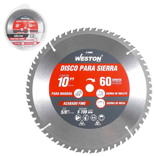 Weston - Z-25060 - Disco para sierra circular p/madera 10'' x 5/8'' 60dt