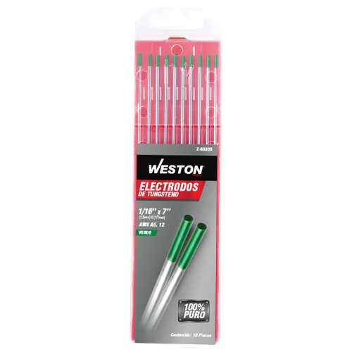 Weston - Z-65400 - Electrodo de tungsteno verde 1/8" x 7