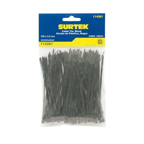 Surtek - 114201  - Cincho plástico 100 x 2.5 mm,100 piezas color negro