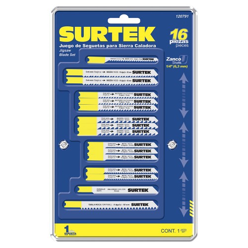 Surtek - 120791 - Jgo de 16 seguetas para sierra caladora