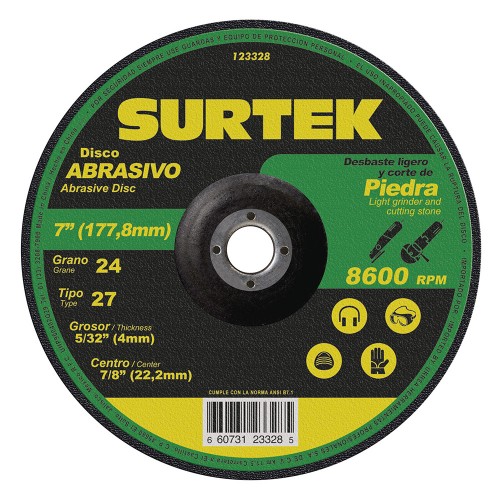 Surtek - 123328 - Disco abrasivo tipo 27 para desbaste lig